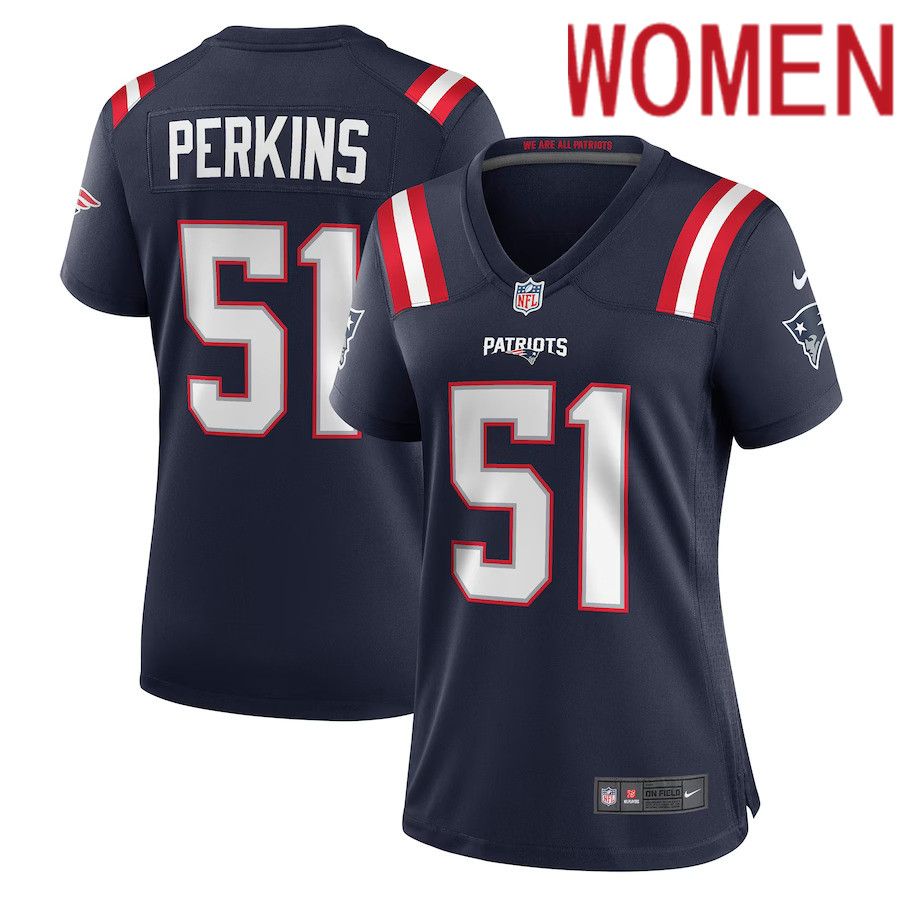 Women New England Patriots #51 Ronnie Perkins Nike Navy Game NFL Jersey
